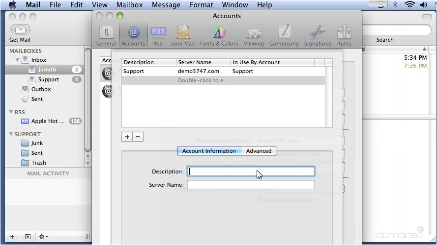 Setup Apple Mail Outgoing Mail Servers - Add New Server