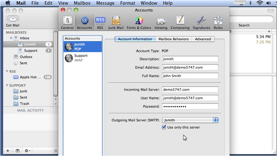Setup Apple Mail Outgoing Mail Servers - Select New Server