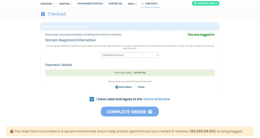 Complete your order