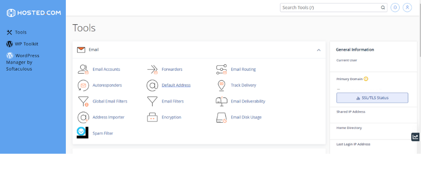 Hosted.com® - cPanel Dashboard Interface
