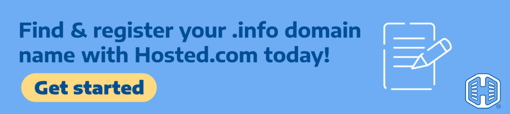 Strip Banner Text - Find & register your .info domain name with Hosted.com® today! [Get started]