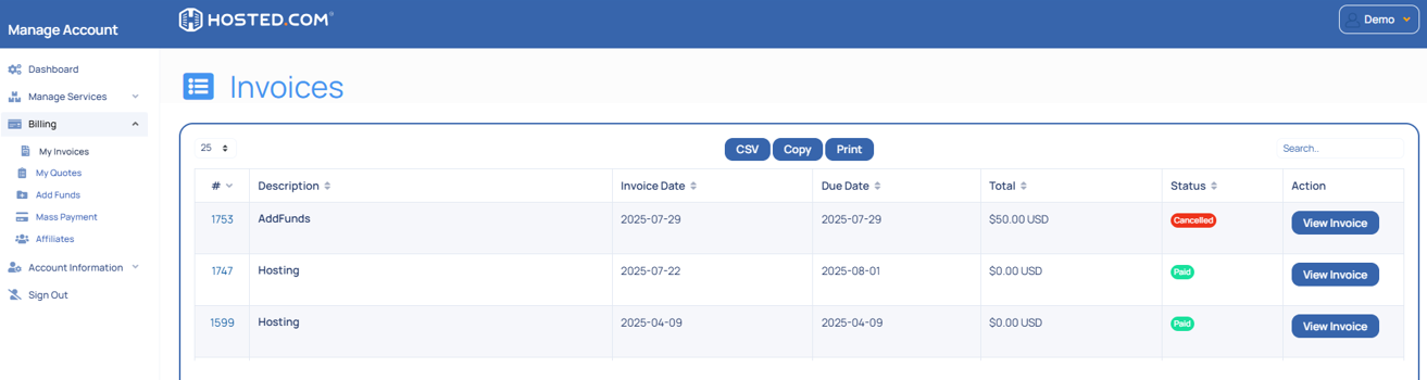 Invoice That Was Not Paid Because Of New Credit Card