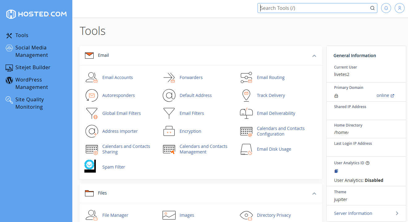Hosted.com® cPanel Dashboard
