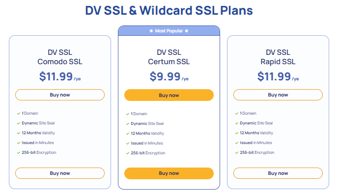 Domain Validated Certum SSL vs Rapid SSL Certificate