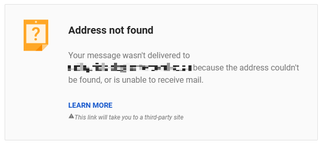 Recipient Address Rejected - Address Not Found Error