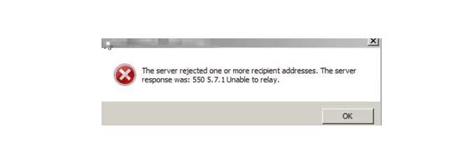 Recipient Address Rejected - Server Rejected Email Address