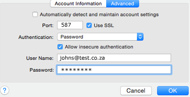 Setup Email On Apple Mac - Account Information