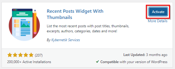 WordPress Widgets - Activate Plugin