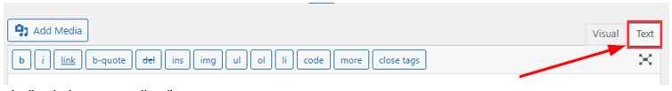 Embed A Video In WordPress - Switch to Text Editor