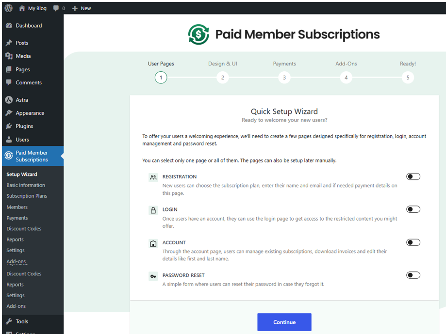 Create a Membership Website in WordPress - Create Default User Pages