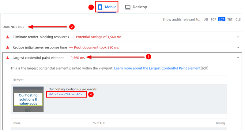 Core Web Vitals For WordPress - Discover LCP from Mobile Using Google PageSpeed Insights