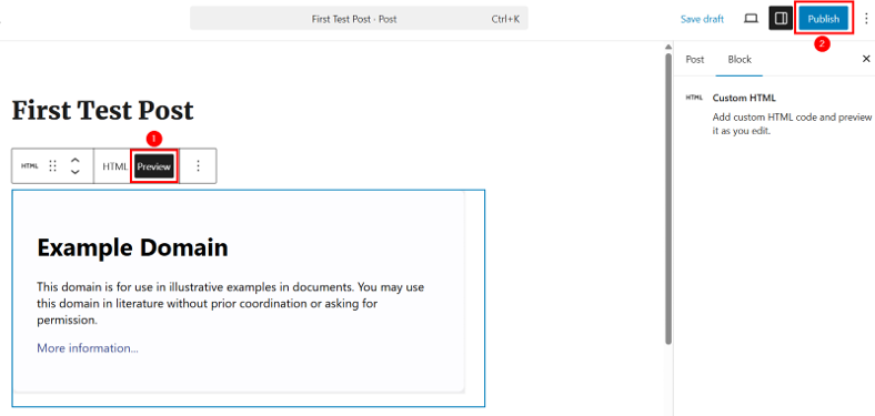 How To Use WordPress iFrames - Insert WordPress iframe Code Using Custom HTML Block