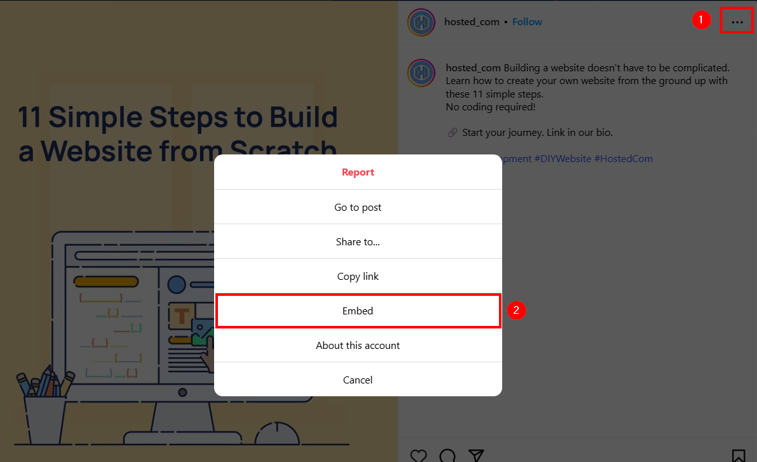 How To Use WordPress iFrames - Copy Instagram Post’s Embed Code