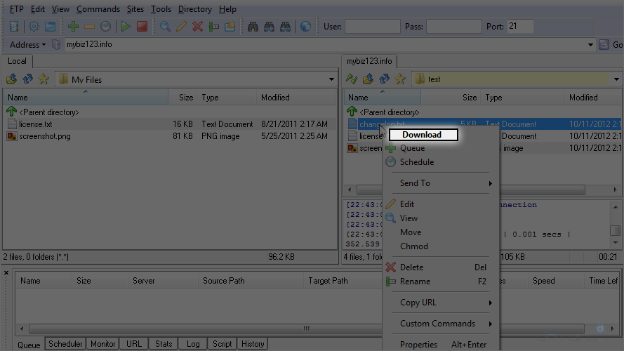 Step 6 - Upload Files Using LeapFTP - File Downloaded