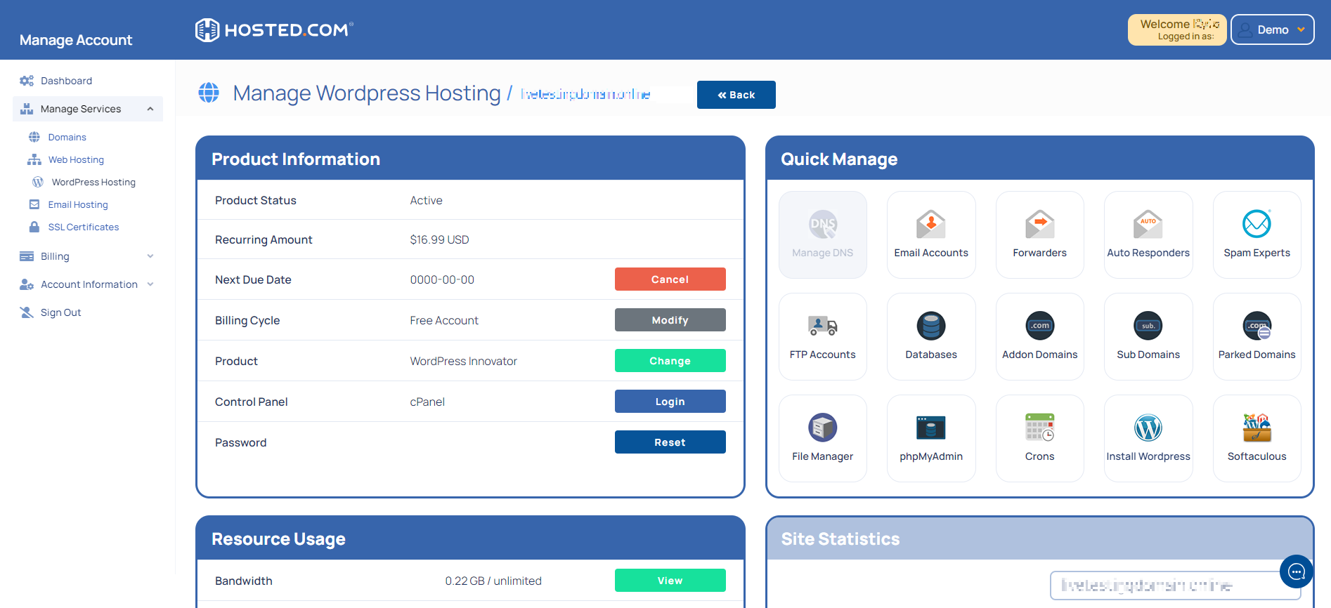 Hosted.com® Client Portal - Manage WordPress Hosting