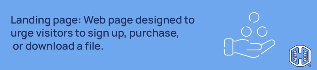 Strip Banner Text - Landing page: Web page designed to urge visitors to sign up, purchase, or download a file.