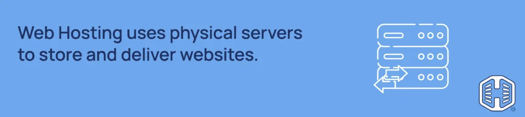 Strip Banner Text - Web Hosting uses physical servers to store and deliver websites.